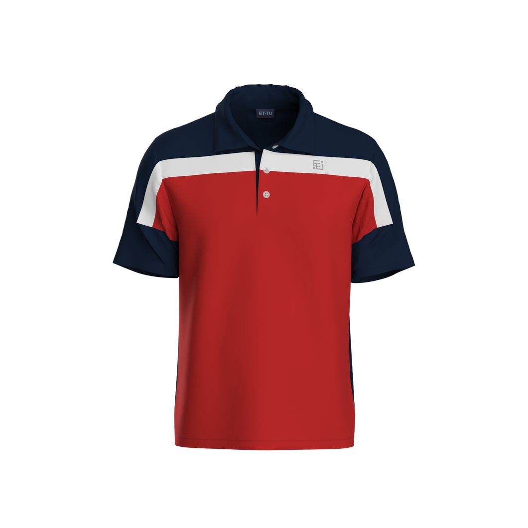All Day Polo - Men's Color Block - Red & Navy