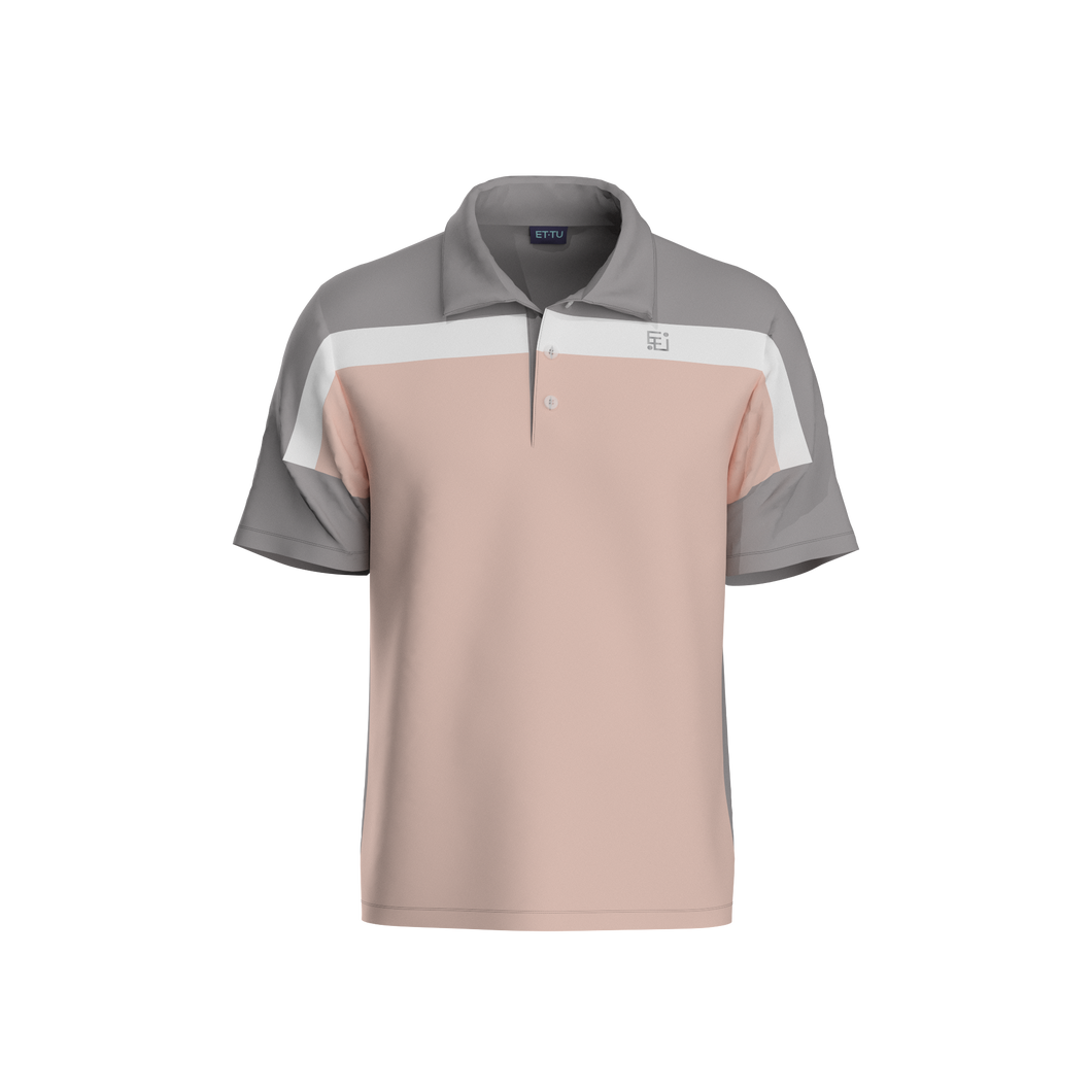 All Day Polo - Men's Color Block - Dusty Pink & Grey